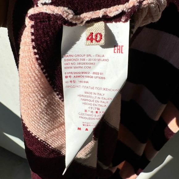 Marni Pink Burgundy Striped Chenille Knit Slit Maxi Dress - Picture 7 of 7